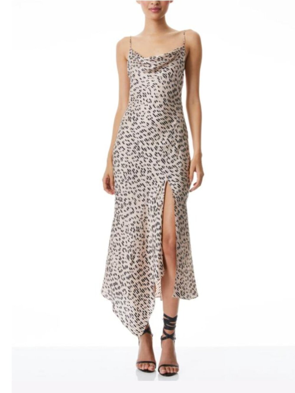 Alice + Olivia| Harmony Asymmetric Jacquard Slip Dress Leopard
